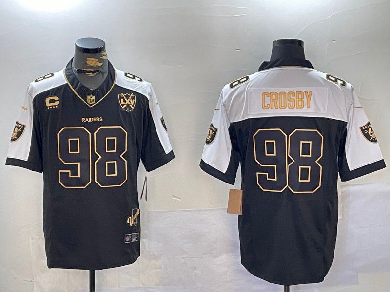 Men Oakland Raiders #98 Crosby Black three generations 2024 Nike Limited NFL Jersey style 1